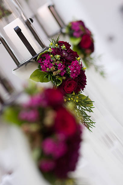 Decorative Flowers at an Outdoor Wedding stock photo