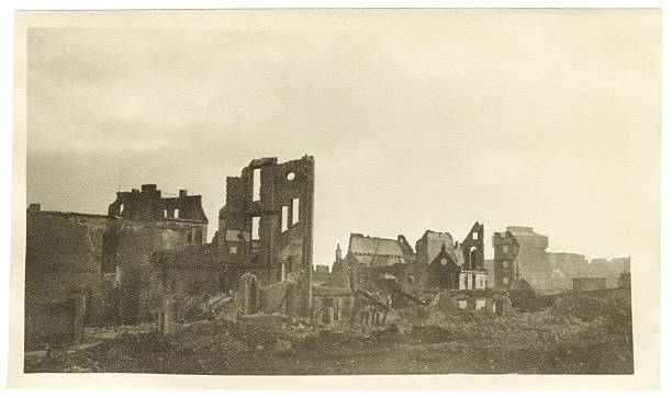 Decrepit Buildings in Bremen Germany During the War stock photo