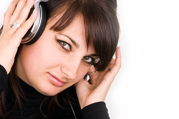 Deejay Girl with headphones lepro stock pictures, royalty-free photos & images