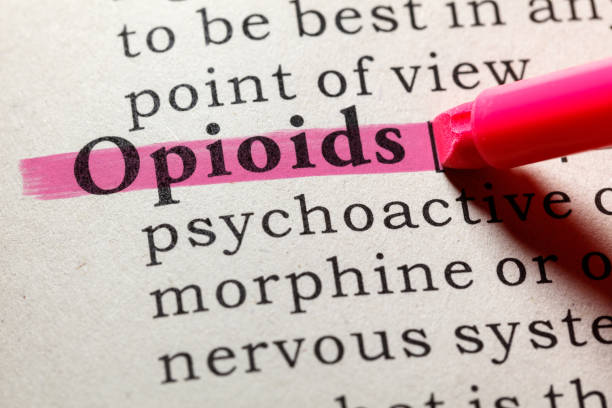 definition of opioids stock photo