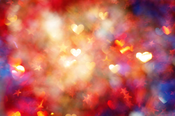 Defocused background with heart shapes stock photo