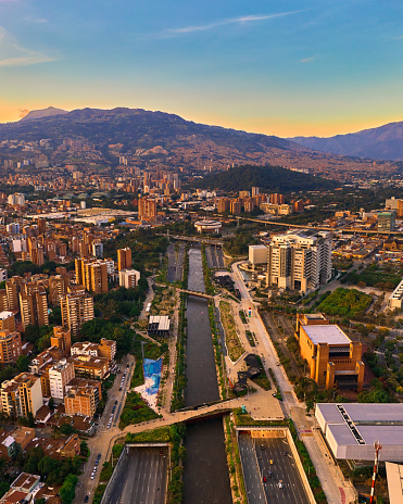 Aerial Photograph over Parques Del Río in Medellin Antioquia.