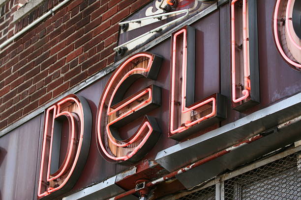 Deli Beacon Neon Deli Sign in NYC delicatessen photos stock pictures, royalty-free photos & images