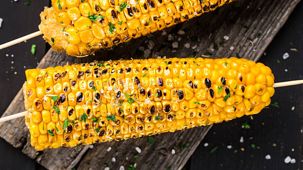 Delicious grilled corn stock photo
