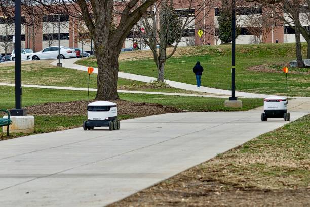 Delivery Robot at George Mason University stock photo
