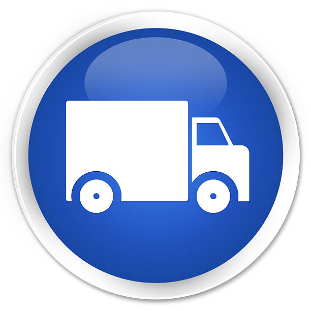 icône du camion de livraison bouton rond bleu brillant - telecharger image gratuit photos et images de collection