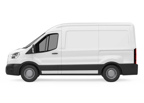 Delivery Van Isolated Delivery Van isolated on white background. 3D render mini van stock pictures, royalty-free photos & images
