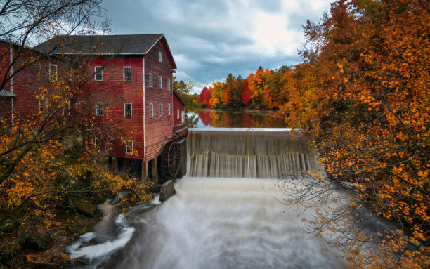 dells mill wisconsin in fall stock photo