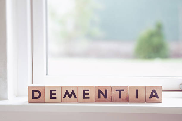 Dementia sign in a window stock photo