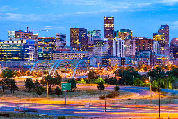Denver, Colorado At Night stock photo