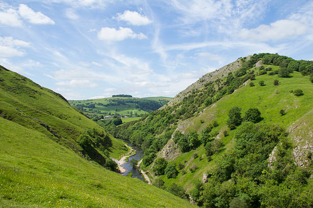 Derbyshire Landscape Derbyshire Landscape. A hilly green summer english landscape. Taken in the summer of 2014.  derbyshire stock pictures, royalty-free photos & images