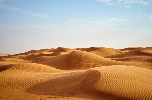 wind blowing on the desert dunes of Oman