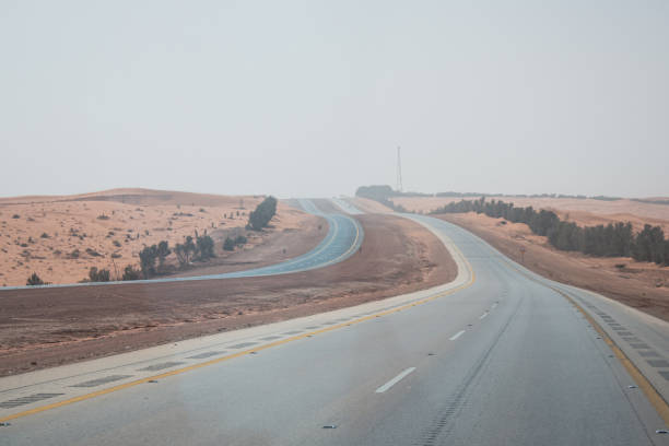 Desert roads in Saudi Arabia stock photo