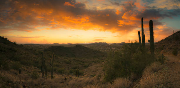 Desert Sunset Panorama Near Phoenix, AZ stock photo