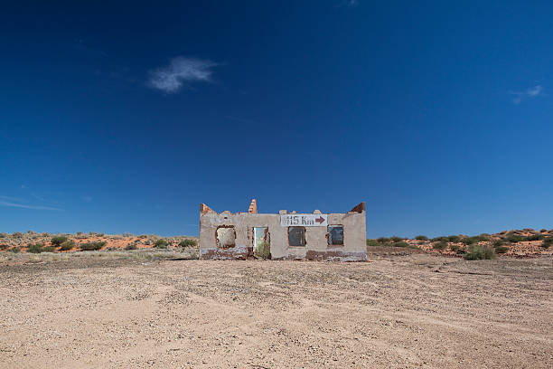 Deserted building in the Kalahari stock photo