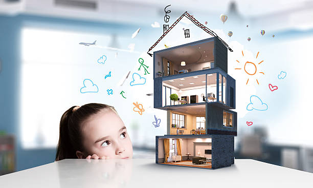 Design of your dream house . Mixed media stock photo