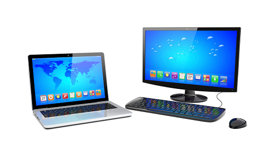 Desktop Pc And Laptop Stock Photo - Download Image Now - iStock