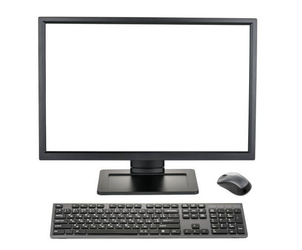 Desktop PC. Desktop computer isolated without shadow Desktop PC. Desktop computer isolated without shadow gaming computer desk stock pictures, royalty-free photos & images