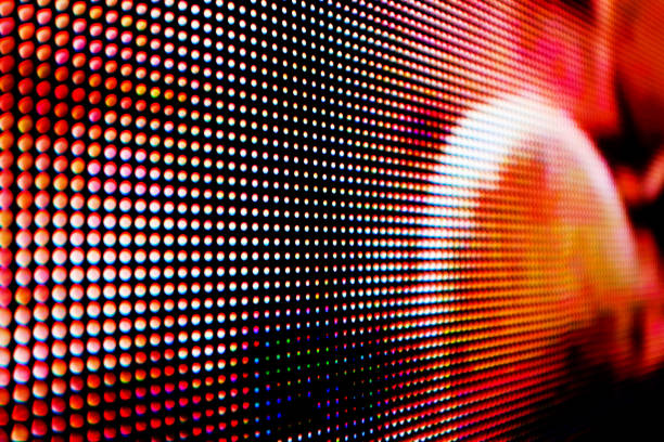 Detail of a modern LED sign showing individual pixels Abstract close-up view of a modern electronic billboard. electrical equipment photos stock pictures, royalty-free photos & images
