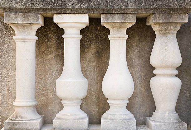 Detail of a stone balustrade stock photo