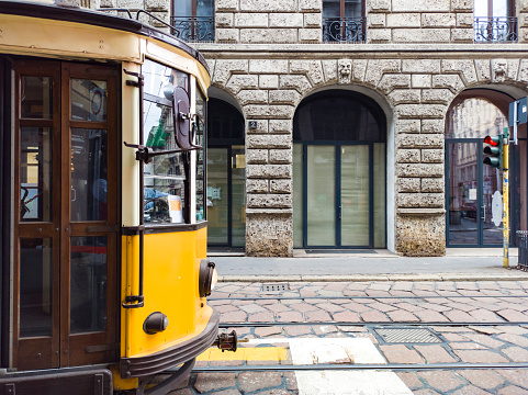 Detail of a tram in Milan