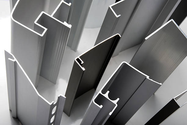 Detail of aluminium profiles stock photo