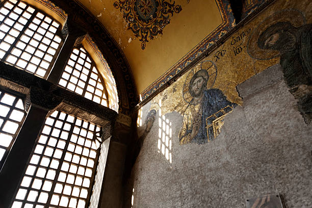 Detail of Byzantine Mosaic. stock photo
