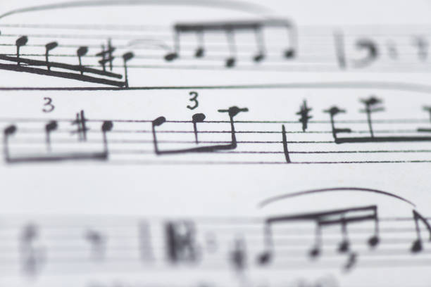 Detail of notes in musical score stock photo