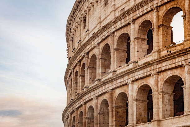 Detail of the Colosseum amphitheatre in Rome stock photo