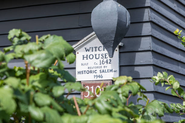 detail of Witch House, Salem, Massachusetts stock photo