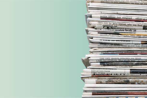 Detail. Pile of newspapers on background journalism stock pictures, royalty-free photos & images