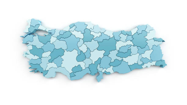 土耳其地區的詳細地圖，綠色綠松石色。 - 土耳其 插圖 個照片及圖片檔