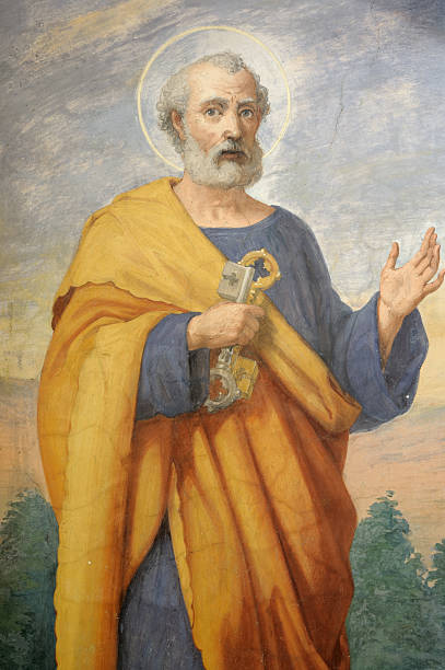 Detailed painting of Saint Peter stock photo