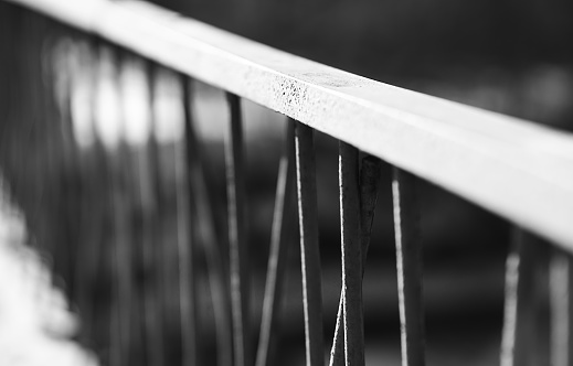 Diagonal Black And White Banister Bokeh Background Stock Photo