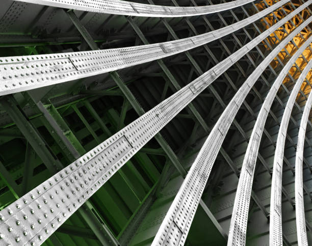 Diagonal metal girders stock photo