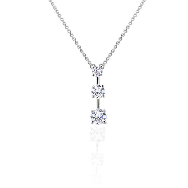 Diamond 3 Stone Pendant  necklace stock pictures, royalty-free photos & images