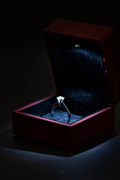 Diamond ring Diamond ring wedding ring box stock pictures, royalty-free photos & images