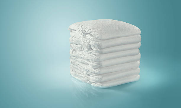 Diapers. Isolated stack. stock photo