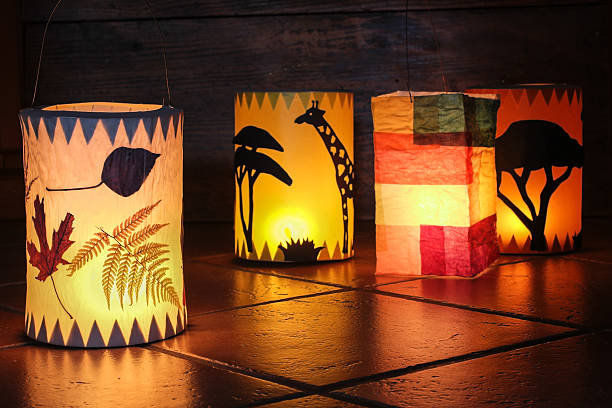 Different handmade lanterns stock photo
