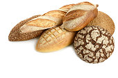 istock Different types of bread in on a white background. 1299292523