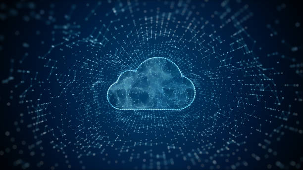 digital cloud computing of cyber security, digital data network protection, 5g connection internet of things iot, future technology network background with line and dots connect. 3d-rendering - cloud computing stock-fotos und bilder