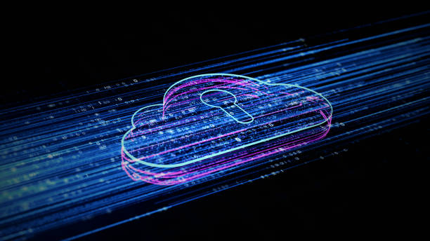 Digital cloud computing using artificial intelligence. Futuristic technology internet and big data 5g connection. Cybersecurity digital data background stock photo