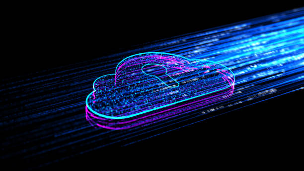 Digital cloud computing using artificial intelligence. Futuristic technology internet and big data 5g connection. Cybersecurity digital data background stock photo