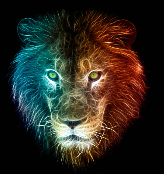 Digital fantasy art of a lion stock photo