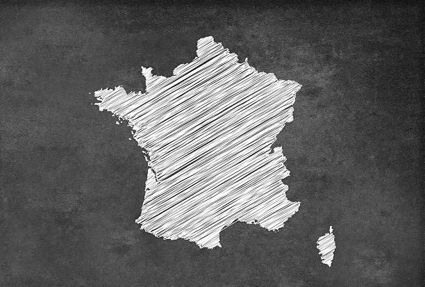 Digital French map on a blackboard stock photo