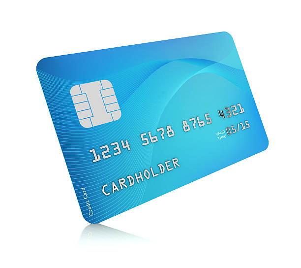 Digital image of a blue credit card on a white background stock photo