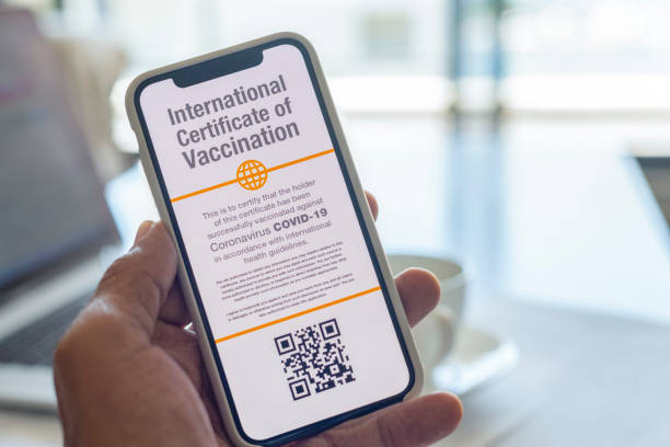 certificado internacional digital de vacinação covid-19. - passport - fotografias e filmes do acervo