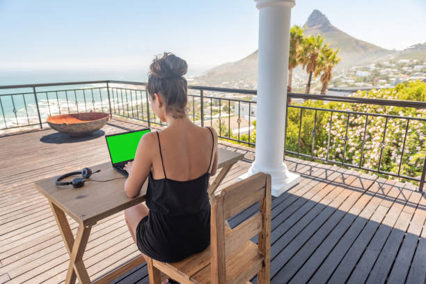 Digital Nomad Life and Remote Working in Cape Town, South Africa stock photo