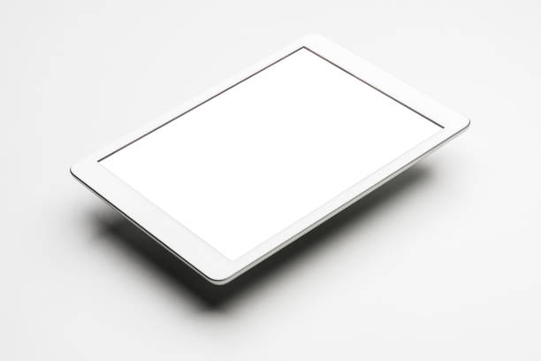 Digital tablet mockup, template White screen digital tablet mockup, template  with clipping path on white background. hovering stock pictures, royalty-free photos & images