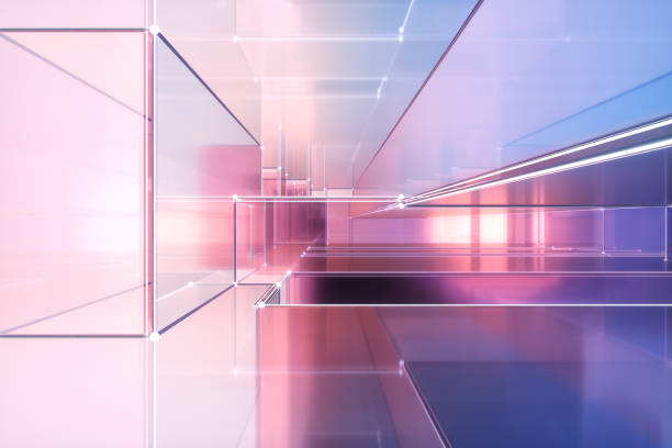 digitalen tunnel mit bunten, pastellfarbenen licht - zeitmaschine düster stock-fotos und bilder